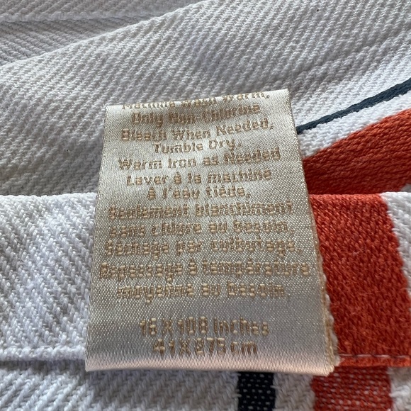 Williams Sonoma Striped Dining Table Runner- White, Orange, and Navy - Picture 5 of 5